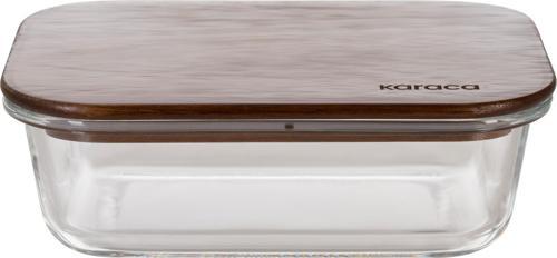 Karya Acacia Ahşap Kapaklı Cam Saklama Kabı 950 Ml