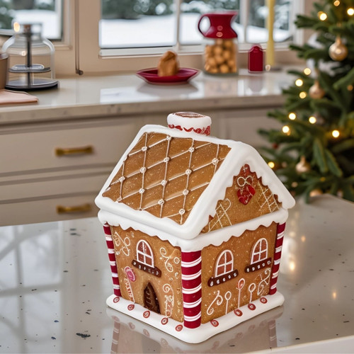 New Year Yılbaşı Gingerbread House Saklama Kabı 15 Cm