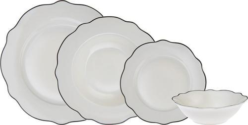 Almond Black Line 24 Parça 6 Kişilik Yemek Takımı