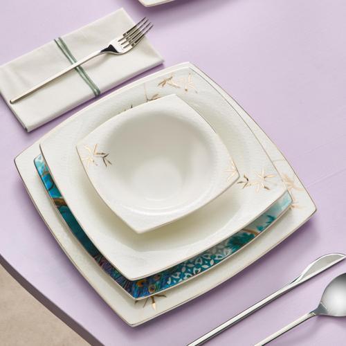 Fine Pearl Pavo 62 Parça 12 Kişilik Yemek Takımı Kare
