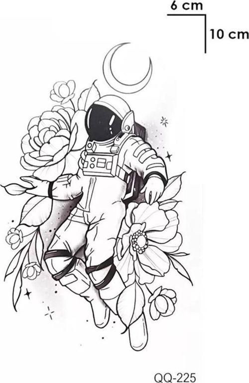 Astronot Gül Göğüs Geçici Dövme Tattoo Aksesuar Hediyelik