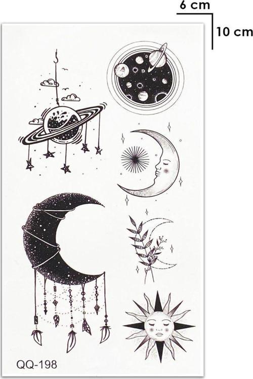 Best Friend Ay Ve Gezegen Bilek Geçici Dövme Tattoo Aksesuar Şık