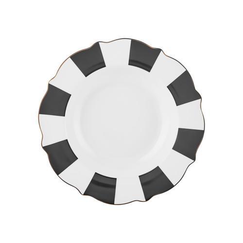 New Romantic Kalın Çizgili Çukur Tabak 24 cm Siyah