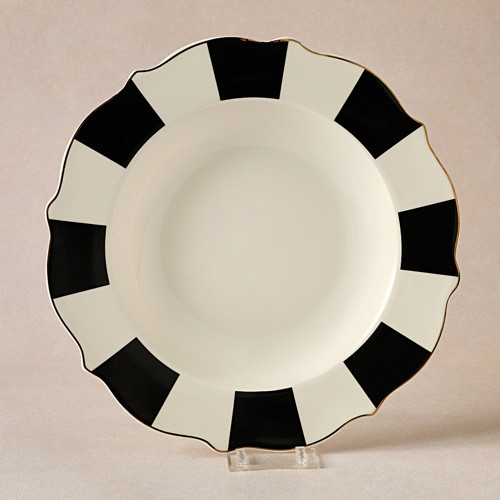 New Romantic Kalın Çizgili Çukur Tabak 24 cm Siyah