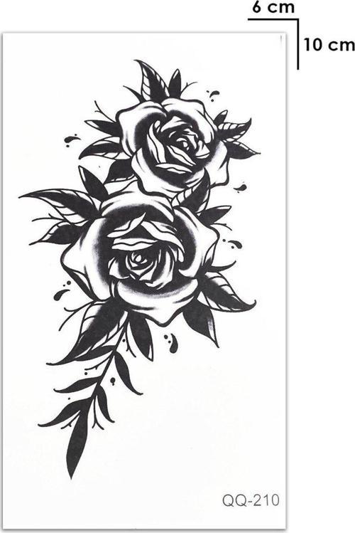 Çiçekli Gül Geçici Dövme Tattoo Şık Aksesuar