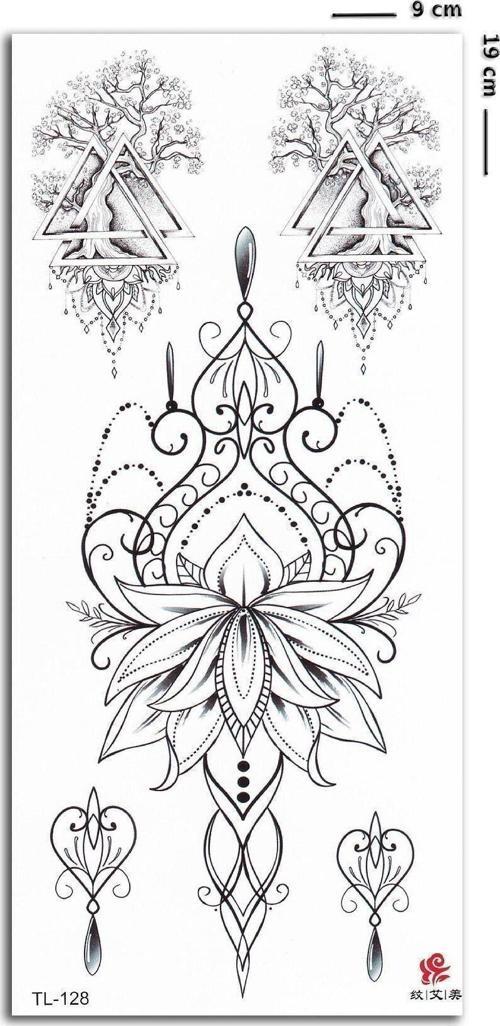 Exile Mandala Desenli Geçici Lotus Dövmesi Aksesuar Şık Vücut Dövmesi