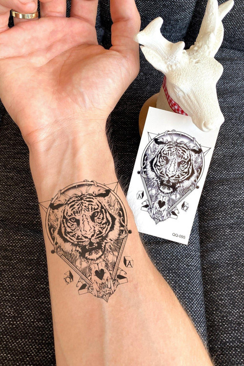 Geometrik Kaplan Geçici Dövme Tattoo Aksesuar Şık