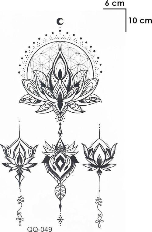 Göğüs Arası Lotus Çiçek Tattoo Geçici Dövme Tattoo Aksesuar Şık Moda Yaz