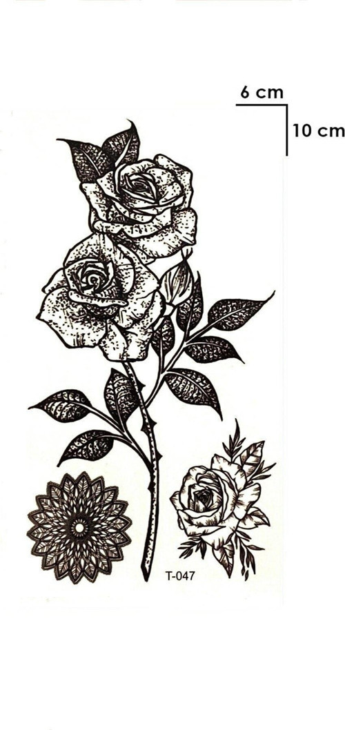 Gül Ve Çiçek Motifli Tattoo Geçici Dövme Tattoo Aksesuar Şık Moda Yaz