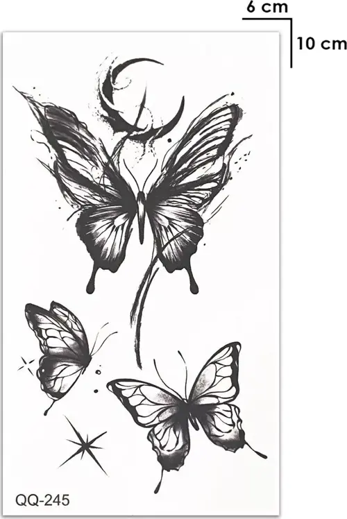 Hilal Ve Kelebek Göğüs Arası Geçici Dövme Tattoo Aksesuar Şık Geçici Dövme