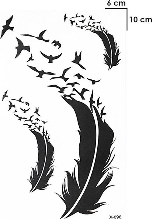 Kuş Tüyü Ve Uçan Kuşlar Geçici Dövme Tattoo Aksesuar Şık Moda Yaz
