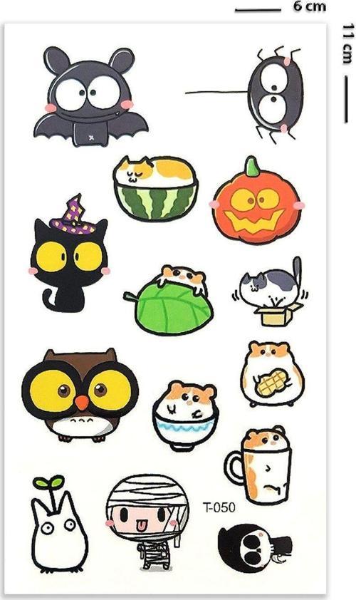 Mini Boy Hamster Ve Arkadaşları Halloween Cadılar Bayramı Geçici Dövme