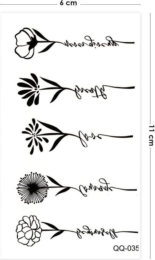 Minimal Çiçek Geçici Dövme Floral Tattoo Aksesuar Şık