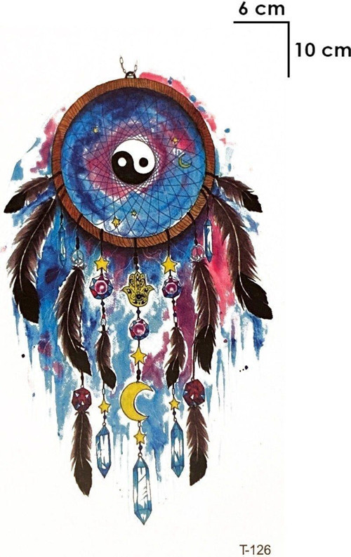 Renkli Düş Kapanı Ying Yang Geçici Dövme Tattoo El,Kol,Bilek,Göğüs Dövme,Tattoo