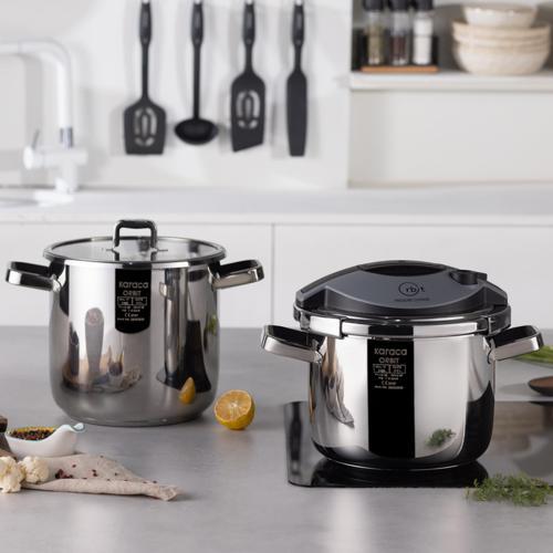 Orbit İndüksiyon Tabanlı Düdüklü Tencere Seti 6+8 Lt Siyah