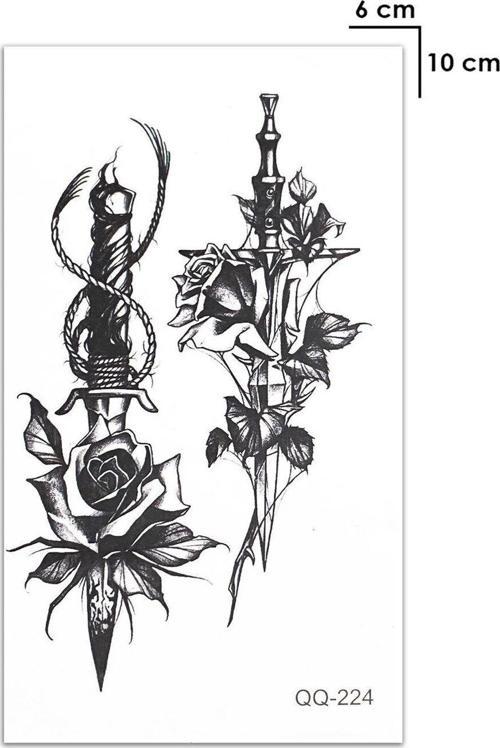 Siyah Kılıç Geçici Dövme Tattoo Şık Aksesuar