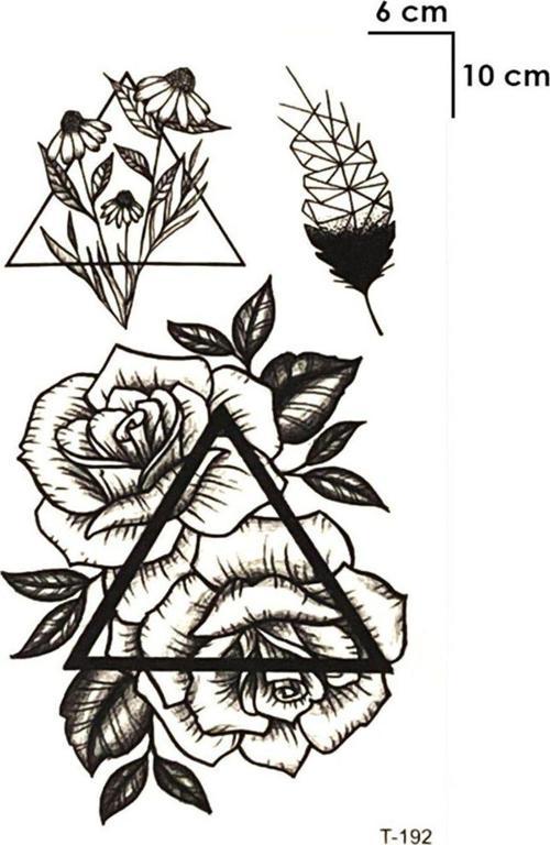 Üçgen ve Gül Geçici Dövme Tattoo Aksesuar Şık Geçici Dövme