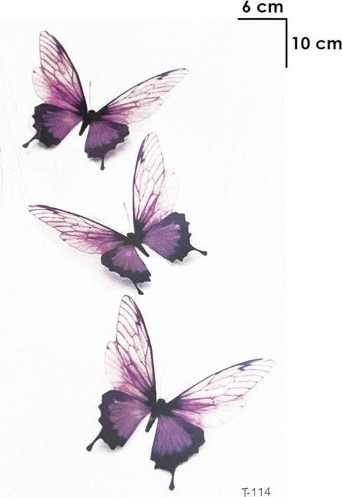 3 Boyutlu Mini Renkli Kelebek Göğüs Geçici Dövme Tattoo