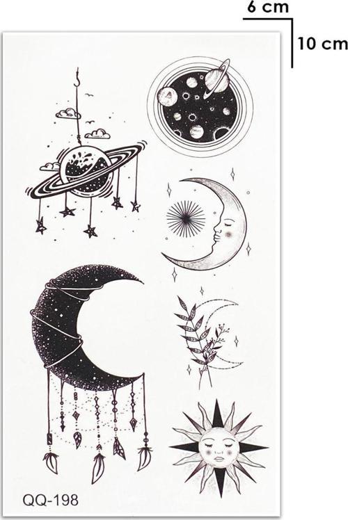 Best Friend Ay Ve Gezegen Bilek Geçici Dövme Tattoo