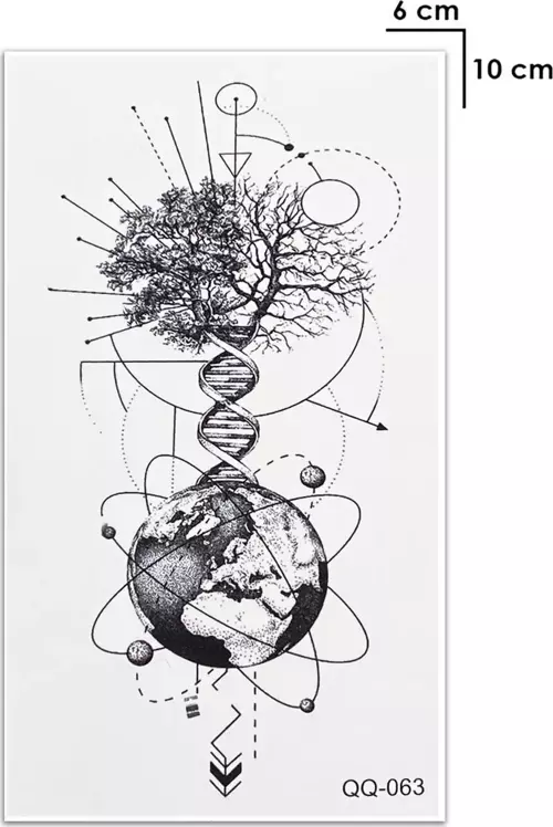 Dna Evren Soyağacı Boyun Sırt Geçici Dövme Tattoo