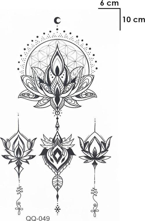Göğüs Arası Lotus Çiçek Tattoo Geçici Dövme