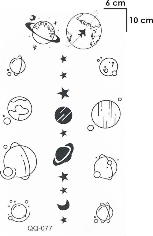 Minimal Gezegen Tattoo Geçici Dövme