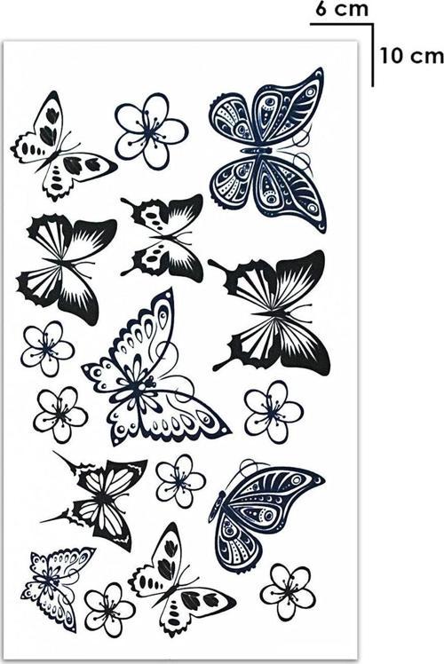 Minimal Karışık Kelebek Geçici Dövme Tattoo