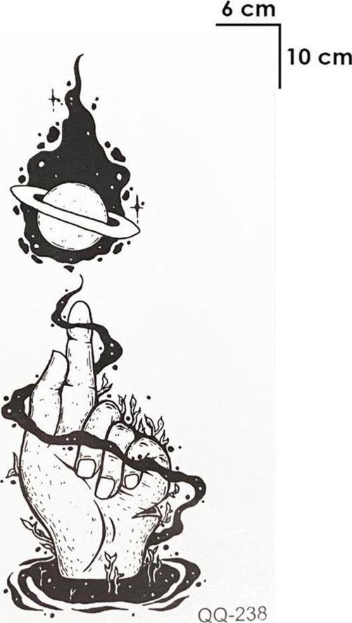 Satürn Göğüs Arası Geçici Dövme Tattoo