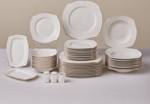 Square Bone Beyaz Altın 53 Parça 12 Kişilik Yemek Takımı
