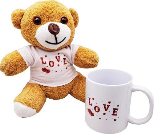 Love Baskılı Kahverengi Ayıcık Ve Kupa Seti