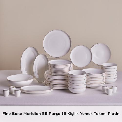 Fine Bone Meridian 59 Parça 12 Kişilik Yemek Takımı Platin