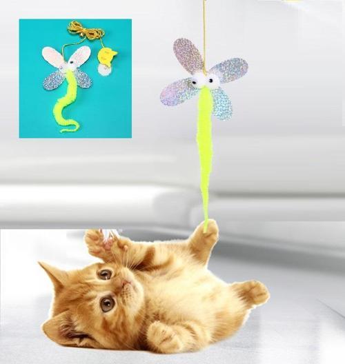 Kelebek Model Elastik Kendinden Yapışkanlı Kedi Oyun Oltası Oyuncak