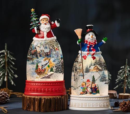 Noelbaba Ve Kardan Adam Işıklı Müzikli Kar Küresi Alk3189