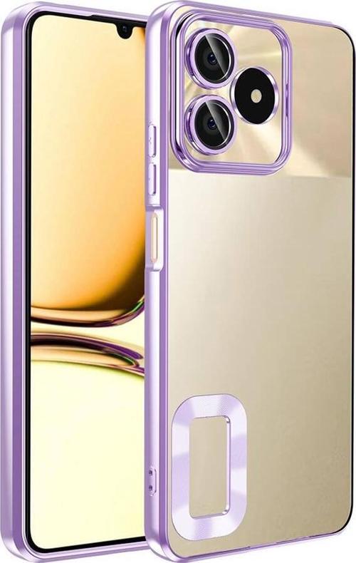 Realme Note 50 Kılıf Köşeleri Renkli Şeffaf Kamera Korumalı Silikon Luxury Kapak