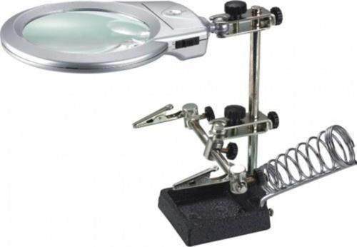 Mg16129-B Masaüstü Işıklı Büyüteç Yardımcı El Lehimleme Standı 130Mm