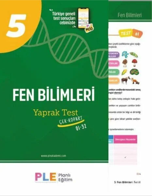 Birey PLE 5. Sınıf Fen Bilimleri 32 Yaprak Test Birey Yayınları