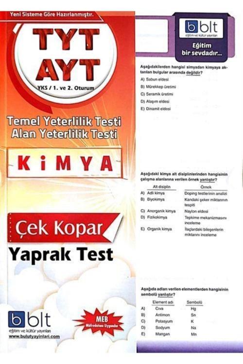 Tyt Ayt Kimya Çek Kopar Yaprak Test - Bulut Yayınları