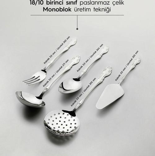 Adriana Sade 5 Parça Paslanmaz Çelik Servis Takımı