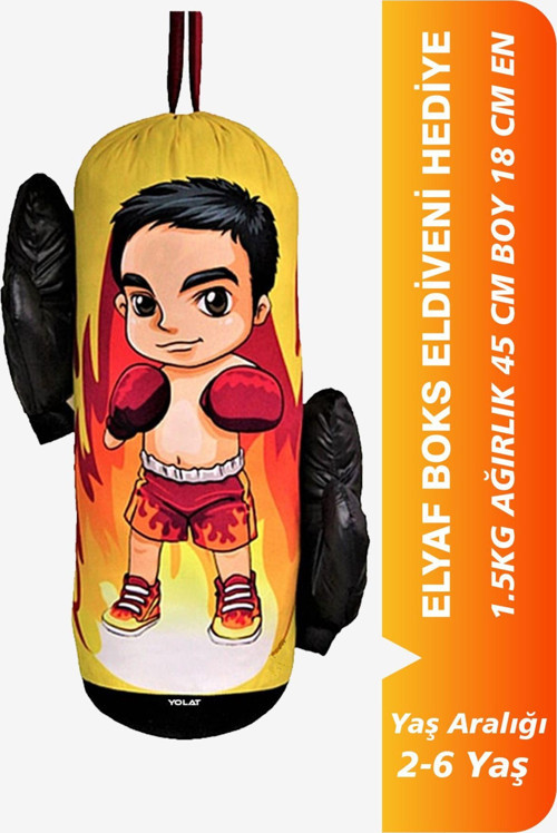 Çocuk Kum Torbası Boks Torbası 2-6 Yaş Orijinal Dayanıklı Unisex Eldiven Hediyeli