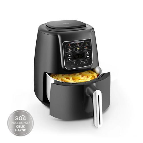 Air Pro Cook Köz Steel XL Çelik Hazneli Airfryer Black Silver 4L