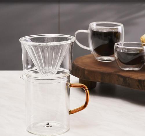 Draco Borosilikat Cam Dripper Kahve/Filtre Kahve Demleme Ekipmanı 450 Ml Orange