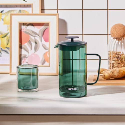 Valentina Borosilikat Cam French Press Green 1000 Ml
