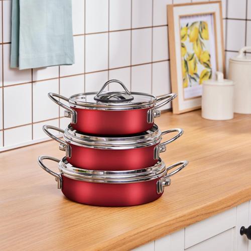 Ateş Emaye 6 Parça Omlet Seti Bordo