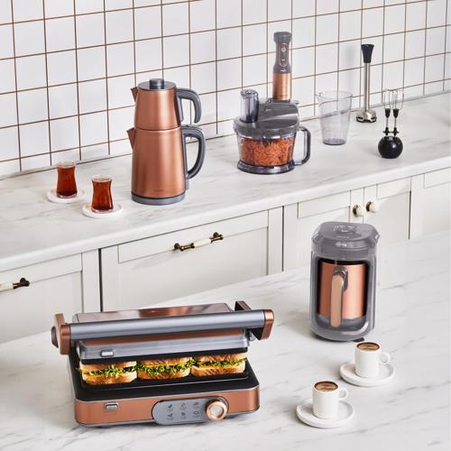 Gurme Premium Inox Evlilik Paketi Tost, Kahve, Çay Makinesi ve Mutfak Robotu Galactic Bronze