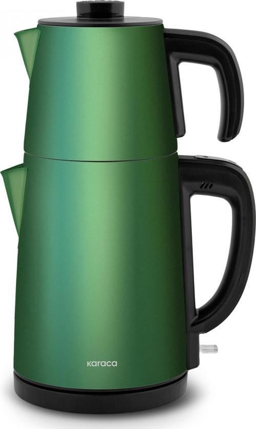 Gastro Dem 2 İn 1 Çelik Inox Çay Makinesi Ve Su Isıtıcısı Emerald Green