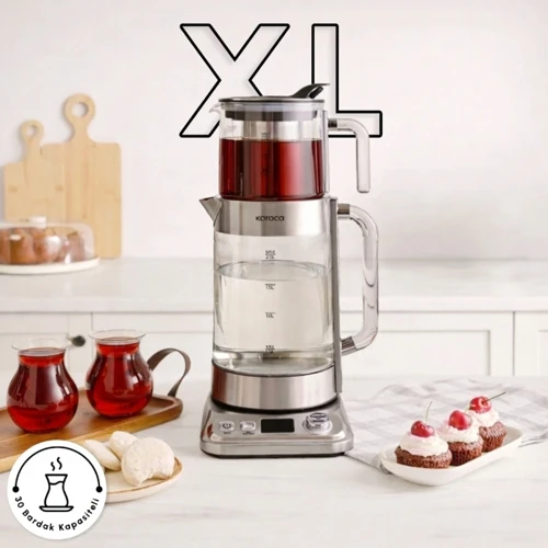 x Refika Gönlübol Xl Cam Çay Makinesi Chrome