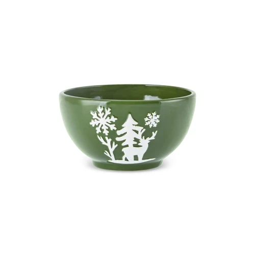 New Year Yılbaşı Snowy Kase 15,5 Cm Yeşil