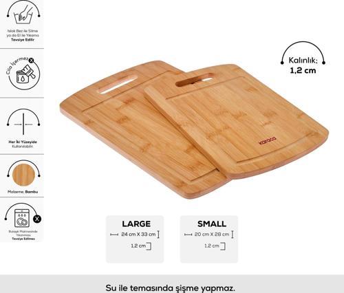 Alin 2'Li Bambu Kesme Tahtası 28/33 Cm