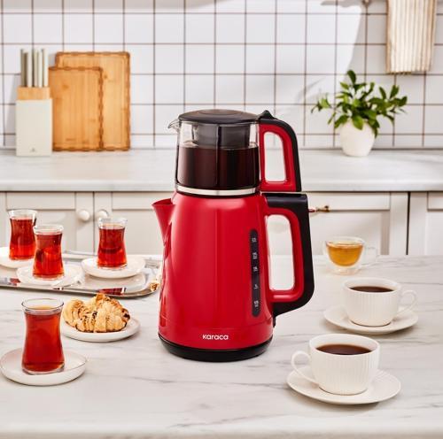 Mega Tea 1501 Cam Çay Makinesi Cherry Red 1500 W