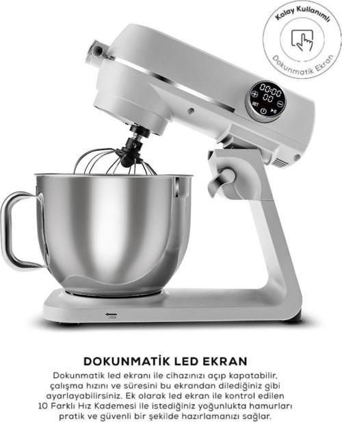 Multichef Artisan Digital Ekran 7 Litre Döküm Stand Mikser Silver Brushed 1800 W